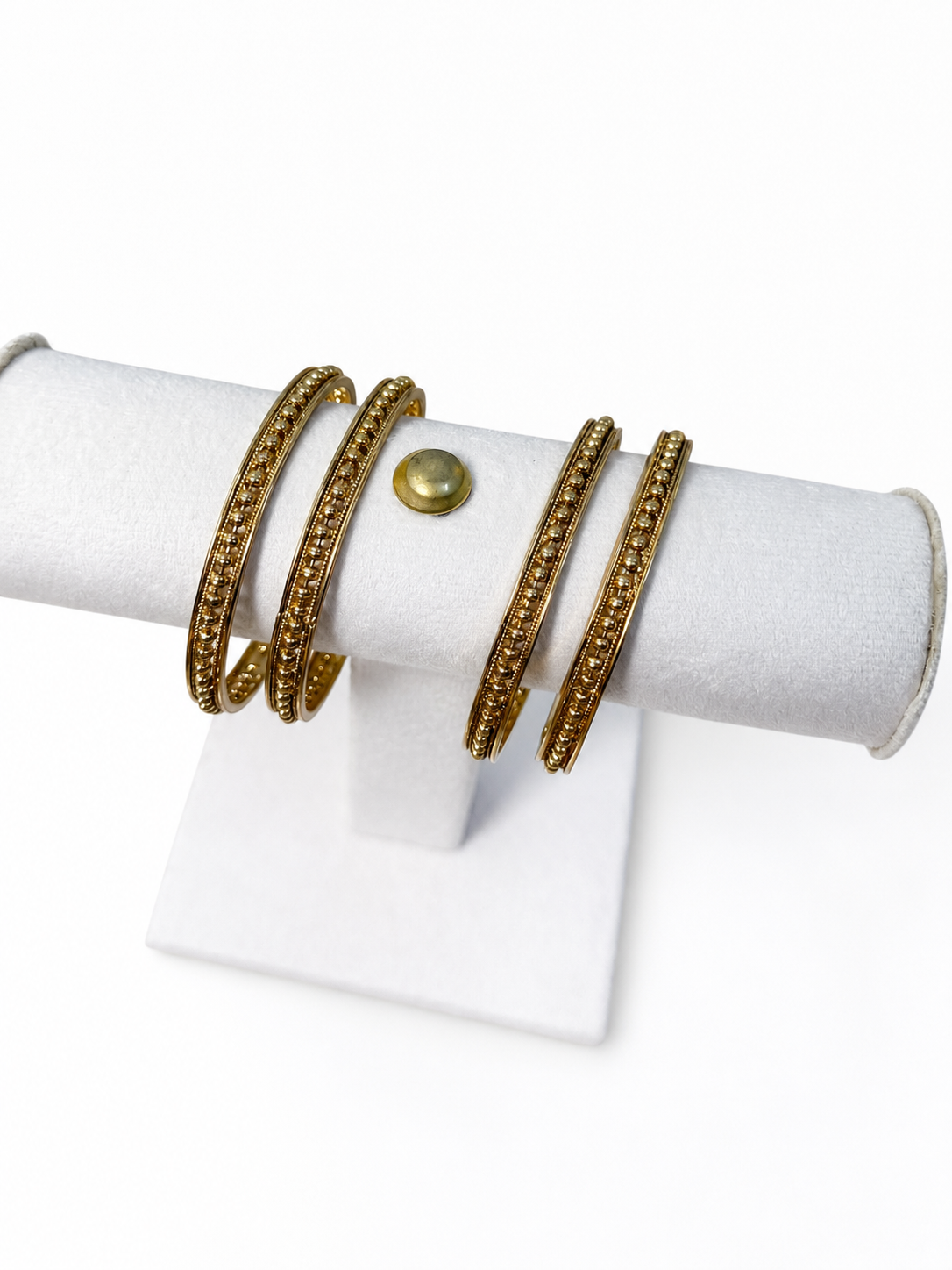 Traditional Antique Gold-Tone Textured Bangles Set of 4 | Ethnic Women's Bracelet Stack