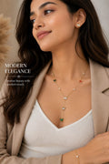 Butterfly Y Necklace for Women – Gold-Tone Enamel Butterfly Pendant