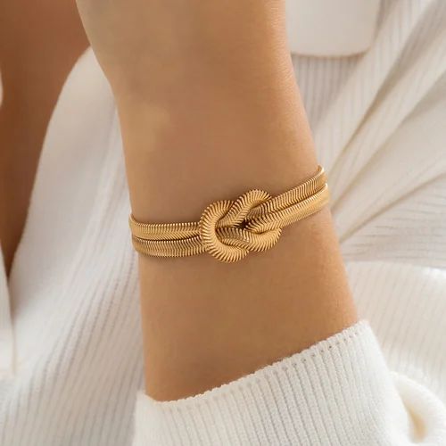 Anti tarnish Gold Plated Knot Bracelet for Women | Elegant Snake Chain Bracelet