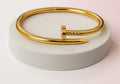 Anti tarnish Luxury Gold Finish Nail Bracelet for Women | Minimalist Open Cuff Bangle |