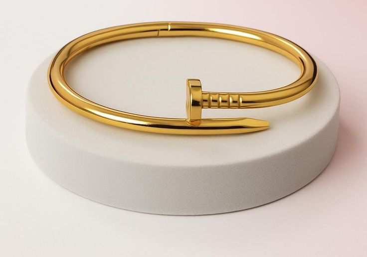 Anti tarnish Luxury Gold Finish Nail Bracelet for Women | Minimalist Open Cuff Bangle |