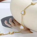 Anti tarnish Gold Heart Charm Bracelet for Women | Dainty White Heart Link Bracelet