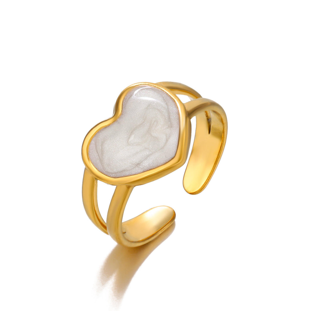 Anti tarnish Heart Shaped White Stone Ring for Women | Elegant Gold-Tone Statement Ring |