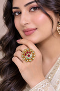 Belforet Antique Kundan Floral Statement Ring