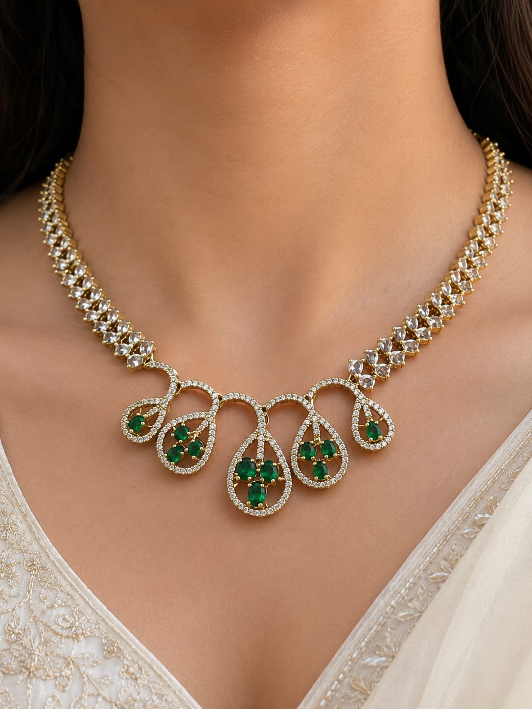 Luxury Ruby AD Necklace Set