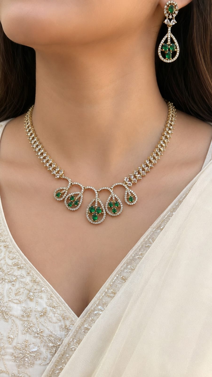 Luxury Ruby AD Necklace Set