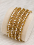 Gold Pearl & American Diamond Bangles Set