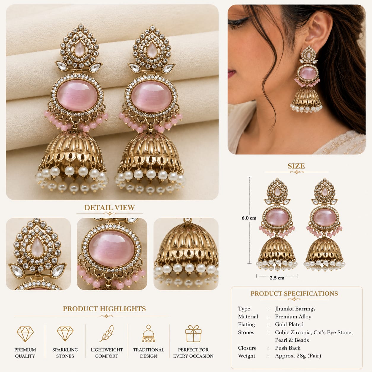 Belforet Royal Ruby & Emerald Jhumka Earrings