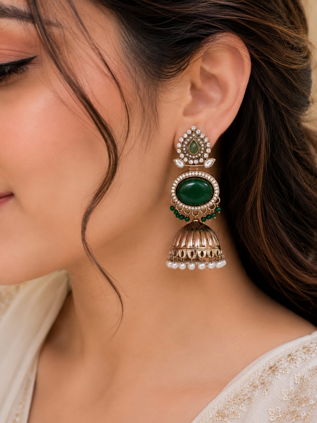 Belforet Royal Ruby & Emerald Jhumka Earrings