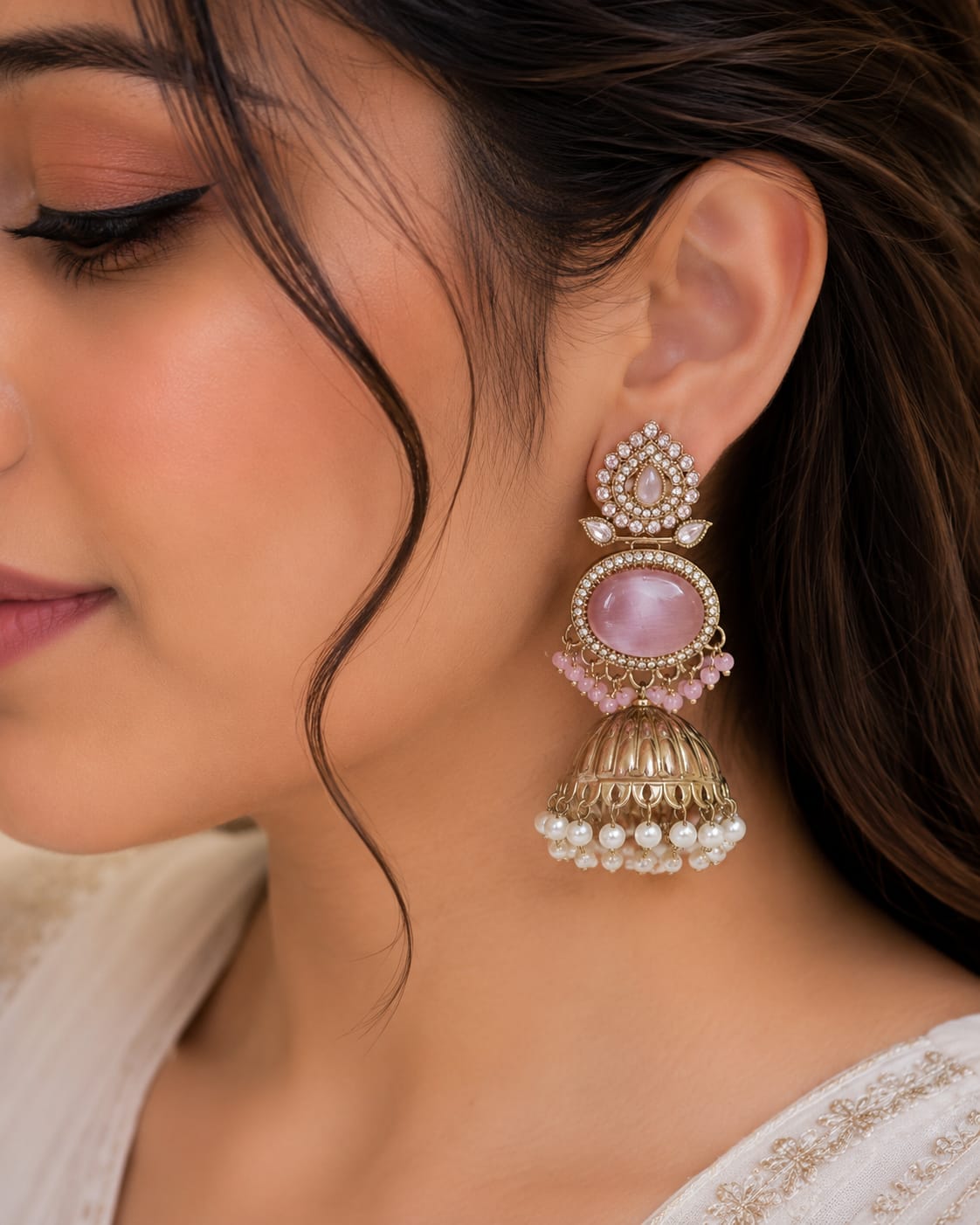 Belforet Royal Ruby & Emerald Jhumka Earrings