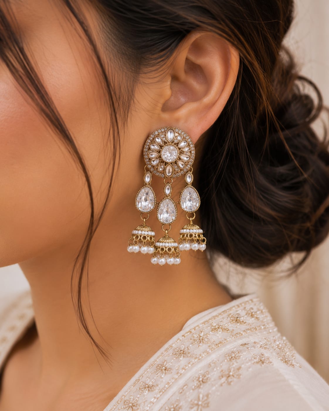Royal Kundan Pearl Jhumka Earrings
