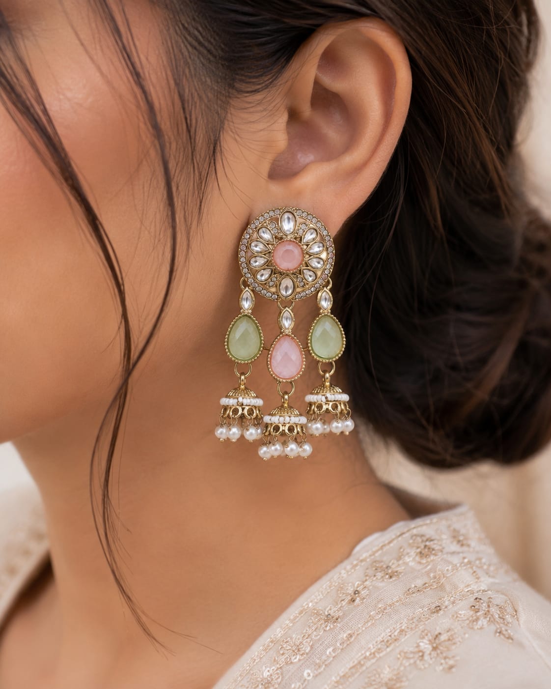 Royal Kundan Pearl Jhumka Earrings