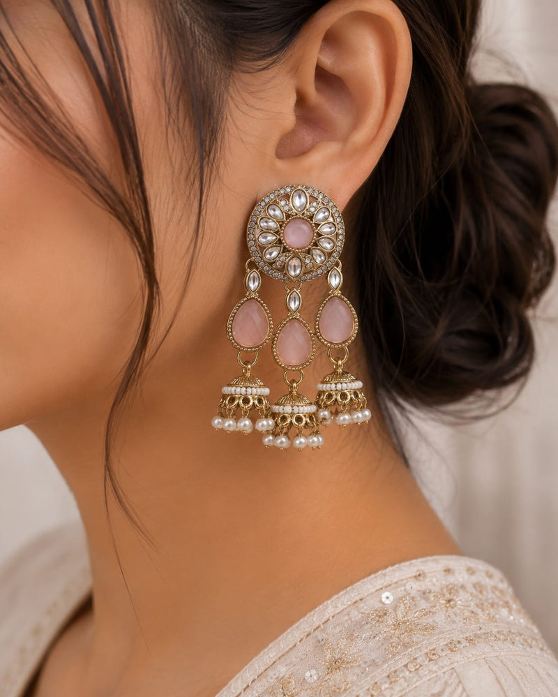 Royal Kundan Pearl Jhumka Earrings