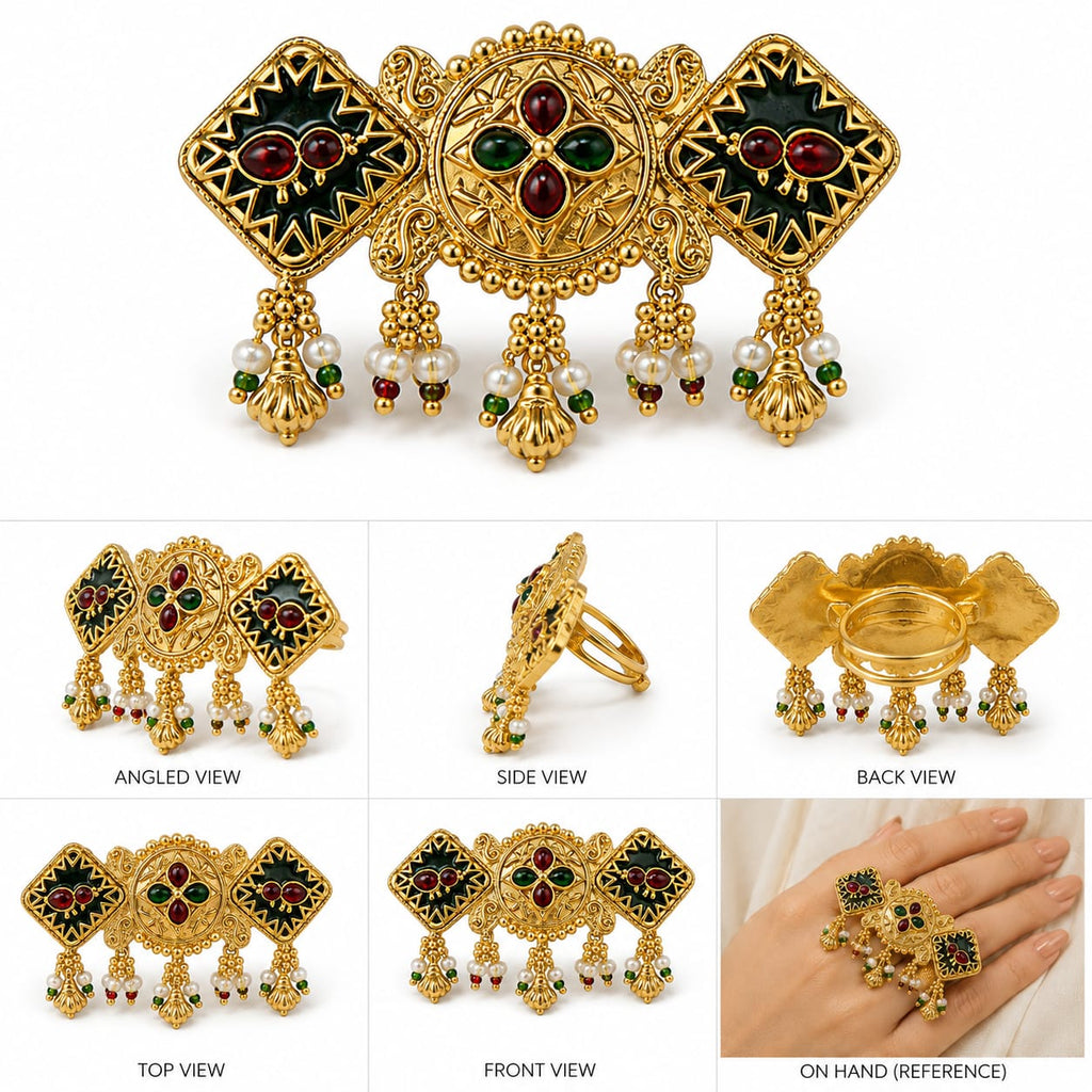 Antique Temple Adjustable Statement Ring