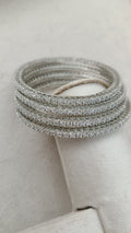 Luxury Silver-Tone American Diamond Bangles Set