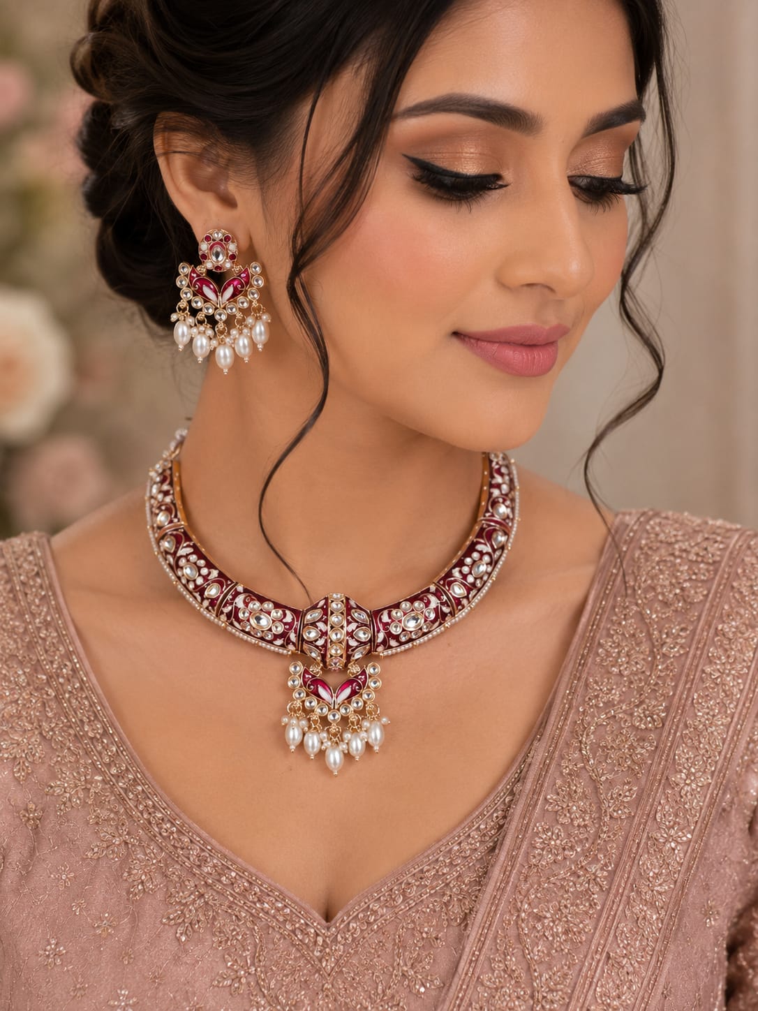Royal Green Meenakari Kundan Choker Set