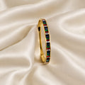 Anti Tarnish Multicolor Stone Gold-Tone Bangle Bracelet for Women