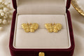 Anti tarnish Title Gold Butterfly Stud Earrings for Women