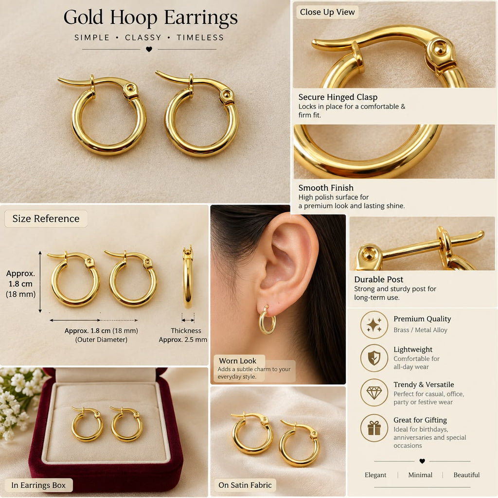 Anti tarnish Classic Round Huggie Earrings | Everyday