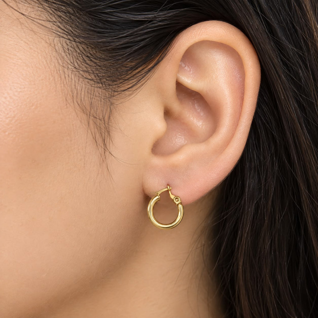 Anti tarnish Classic Round Huggie Earrings | Everyday