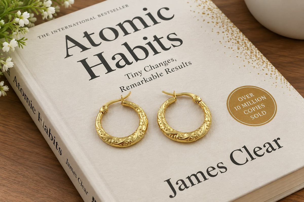 Anti tarnish Gold Tone Ornate Hoop Earrings for Women