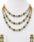 Luxury American Diamond Triple Layer Necklace & Earrings Set for Women