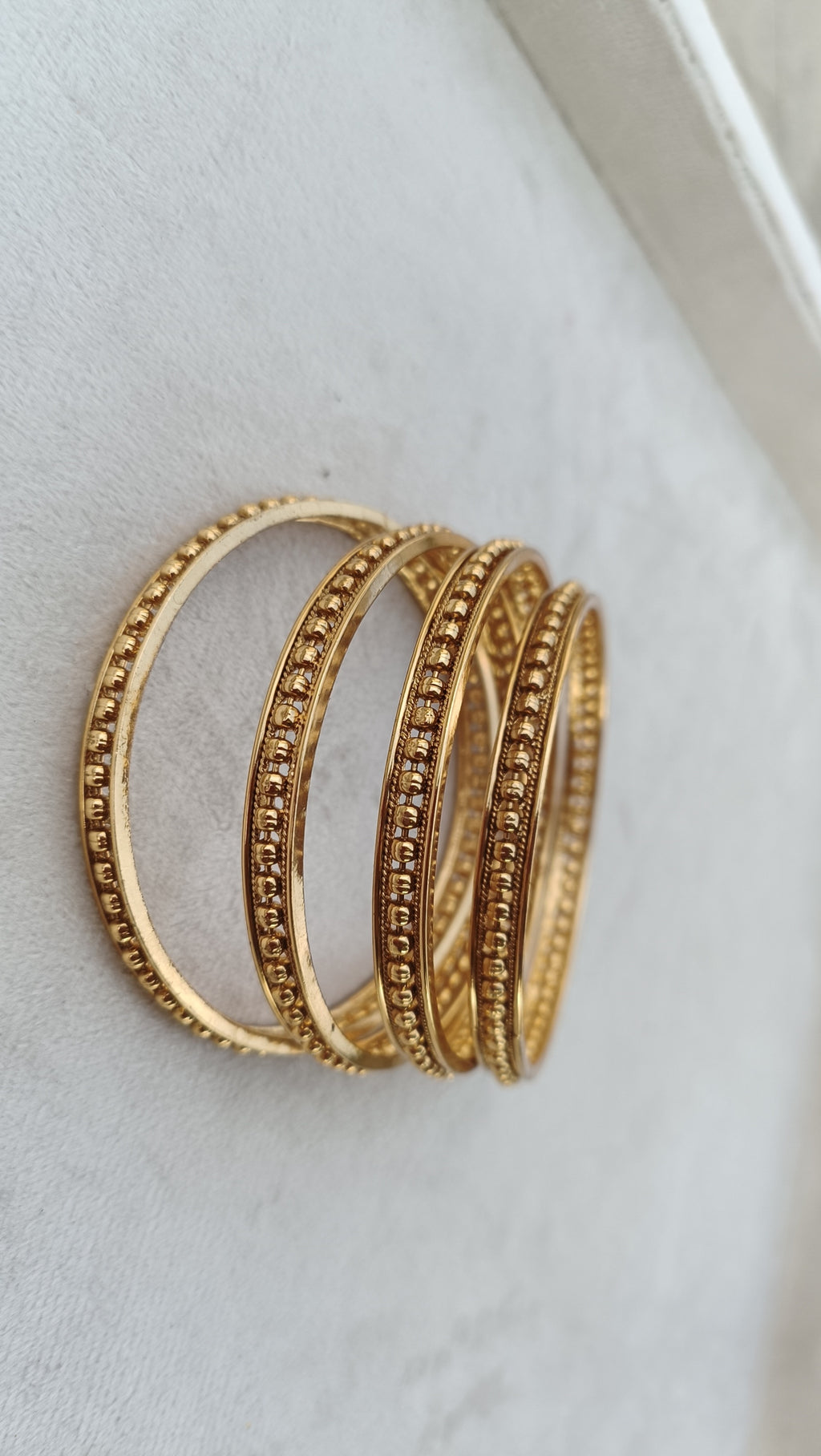 Traditional Antique Gold-Tone Textured Bangles Set of 4 | Ethnic Women's Bracelet Stack