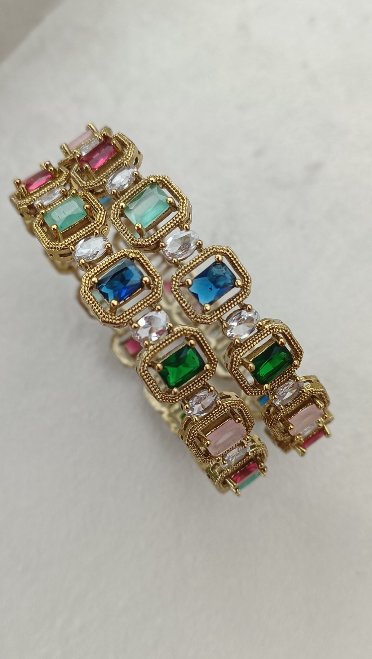 Belforet Multicolor Crystal Link Bracelet – 18K Gold Plated