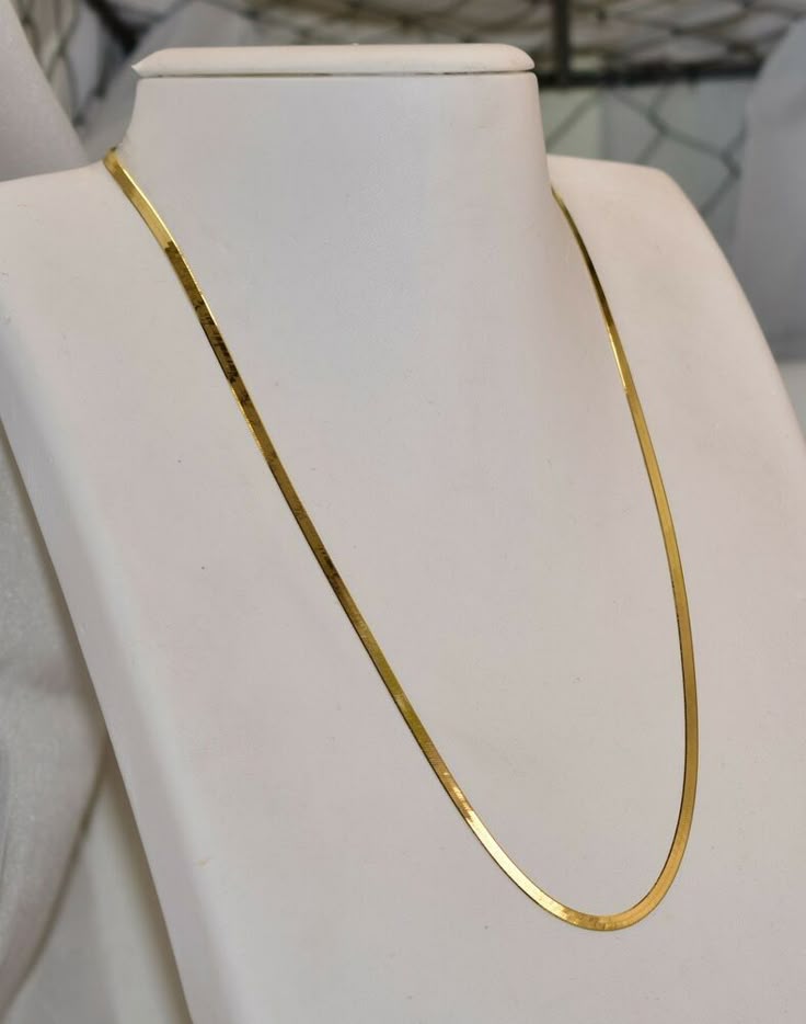 Premium Anti-Tarnish Gold Herringbone Snake Chain Necklace for Women | Waterproof Stainless Steel Flat Chain | Minimalist Layering Jewelry | Everyday Wear Gift