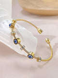 Anti tarnish Gold Tone Evil Eye Bracelet for Women – Blue Enamel Nazar Charm,