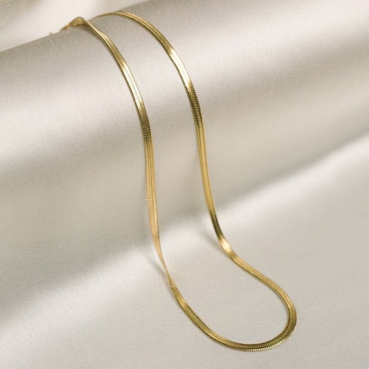 Premium Anti-Tarnish Gold Herringbone Snake Chain Necklace for Women | Waterproof Stainless Steel Flat Chain | Minimalist Layering Jewelry | Everyday Wear Gift