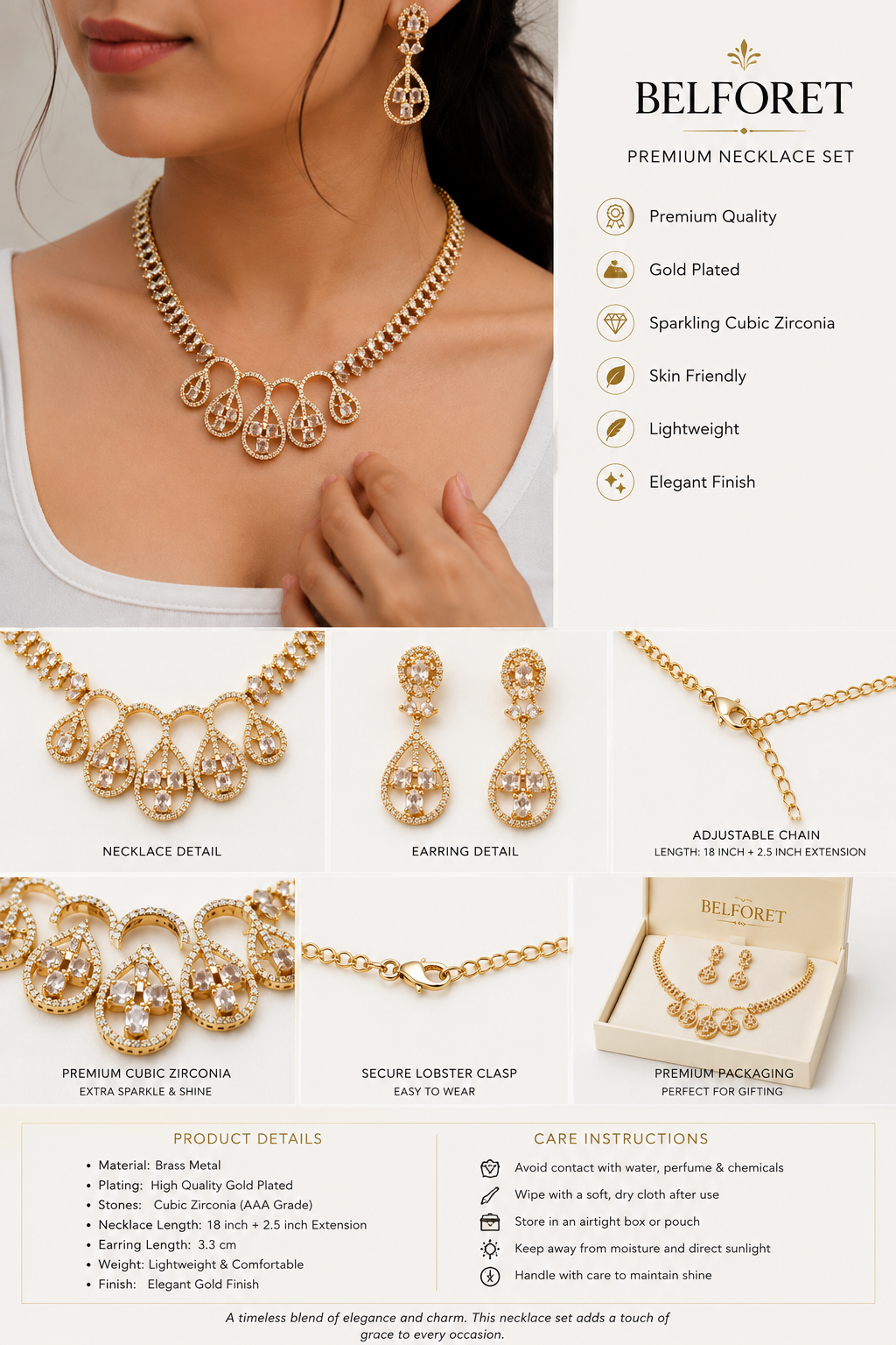 Luxury Ruby AD Necklace Set