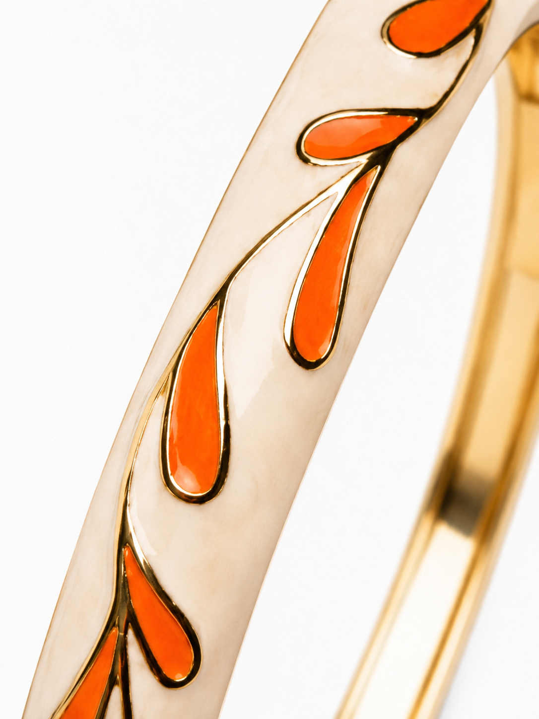 Black & White Floral Enamel Bracelet for Women | 18K Gold Plated Bangle - Anti Tarnish