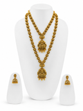 Traditional Temple Pendant Set with Jhumka Earrings – Antique Gold Finish