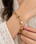 Anti tarnish Gold-Tone Cable Bracelet for Women | Elegant Crystal Bracelet