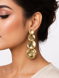 Gold-Tone Triple Disc Statement Earrings - Anti Tarnish