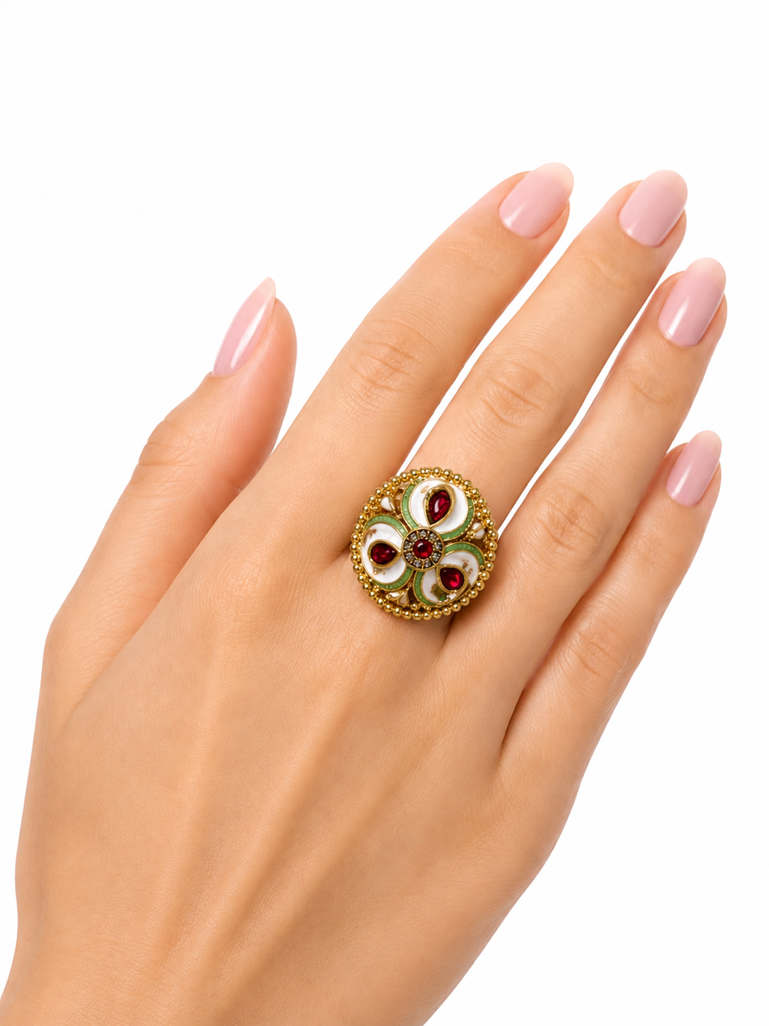 Belforet Floral Enamel Adjustable Statement Rin