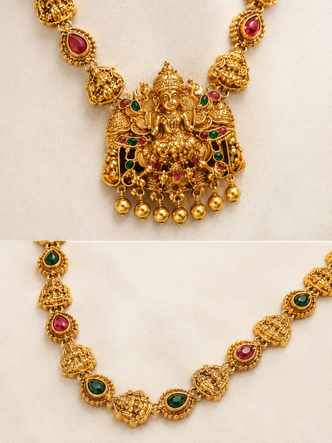 Lakshmi Temple Necklace Set – Gold Plated Bridal Jewellery