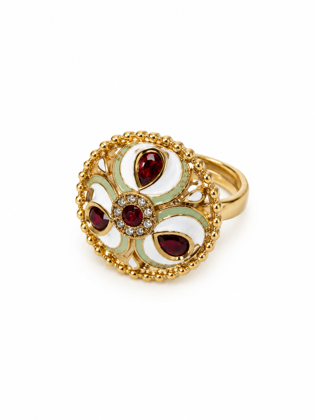 Belforet Floral Enamel Adjustable Statement Rin