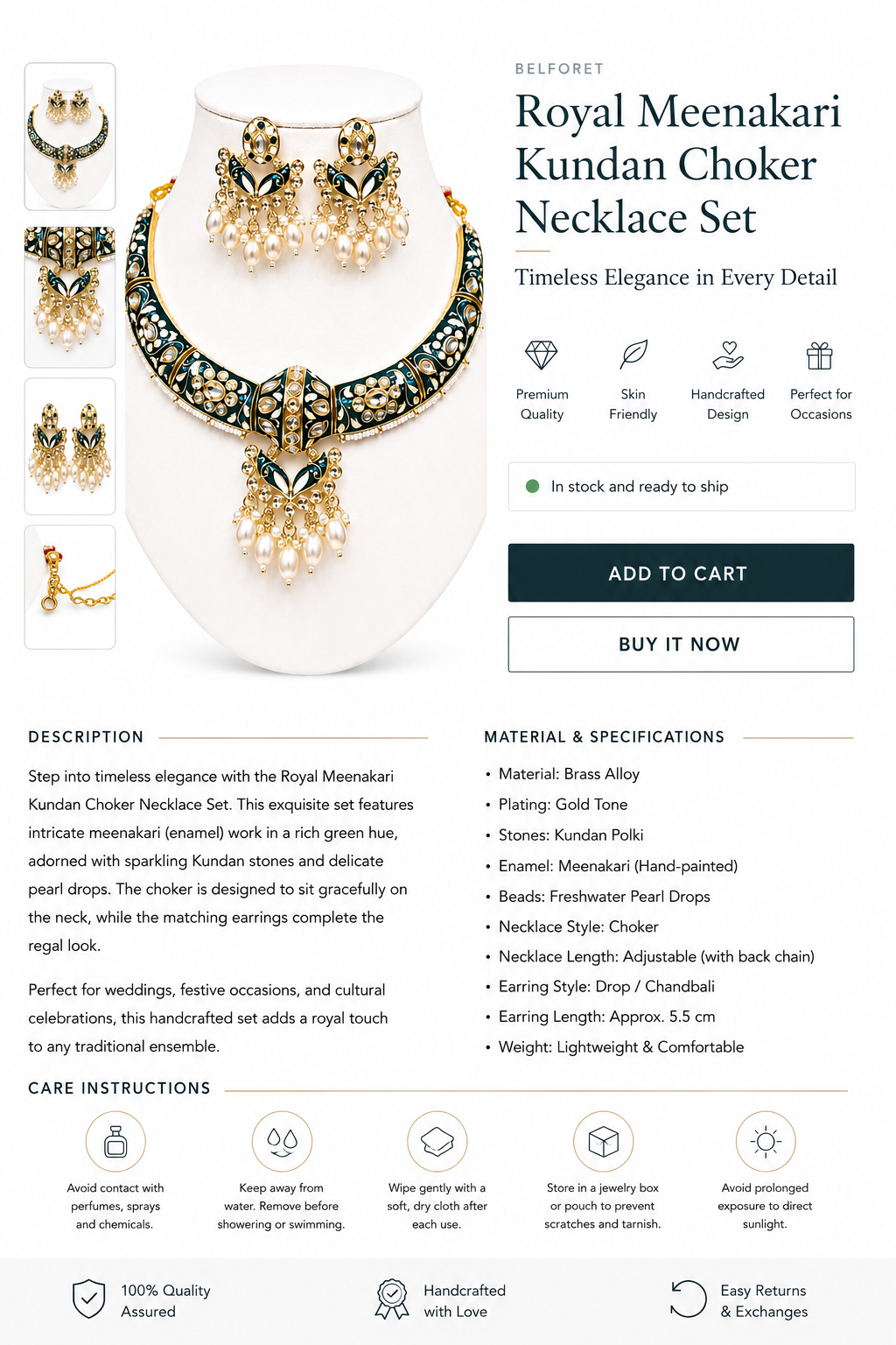 Royal Green Meenakari Kundan Choker Set