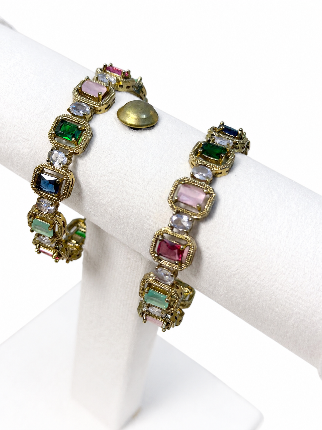 Belforet Multicolor Crystal Link Bracelet – 18K Gold Plated