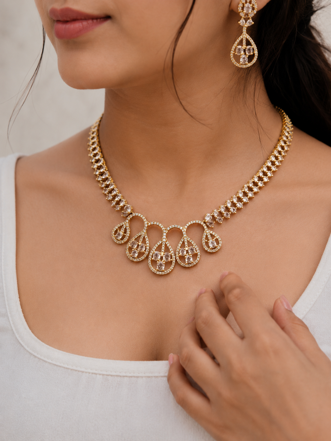 Luxury Ruby AD Necklace Set