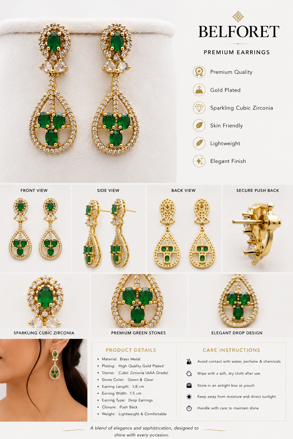 Luxury Ruby AD Necklace Set