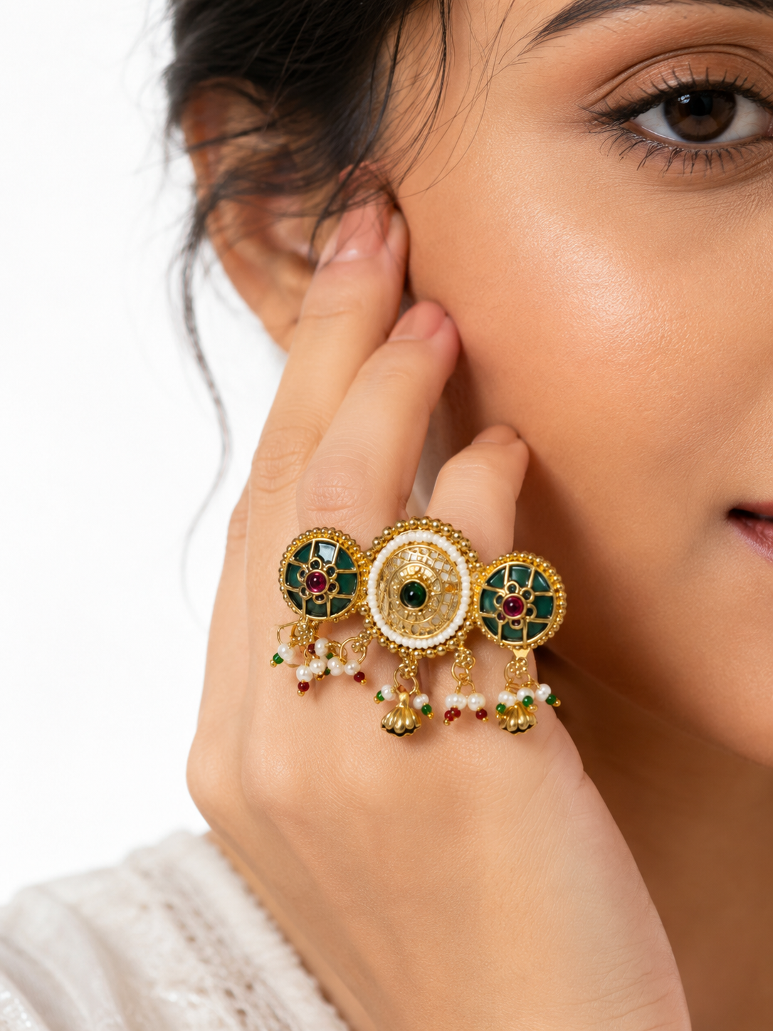 Belforet Heritage Temple Statement Ring | 18K Gold Plated Adjustable Ring