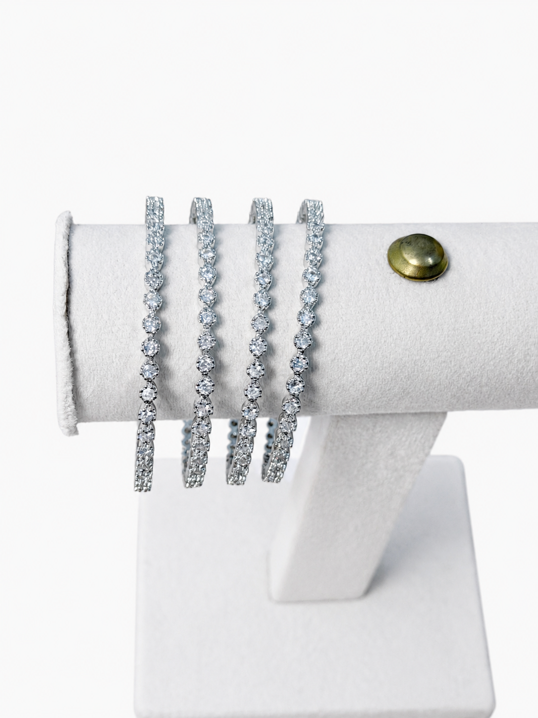 Diamond Look Tennis Bangles for Women – Premium CZ Crystal Bracelet | Gold & Silver