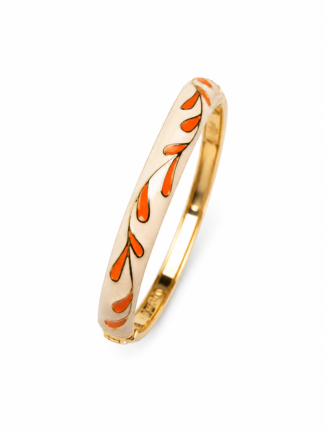 Black & White Floral Enamel Bracelet for Women | 18K Gold Plated Bangle - Anti Tarnish