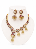 Royal Maroon Kundan Pearl Jhumka Necklace Set for Women | Traditional Indian Ethnic Jewellery Set