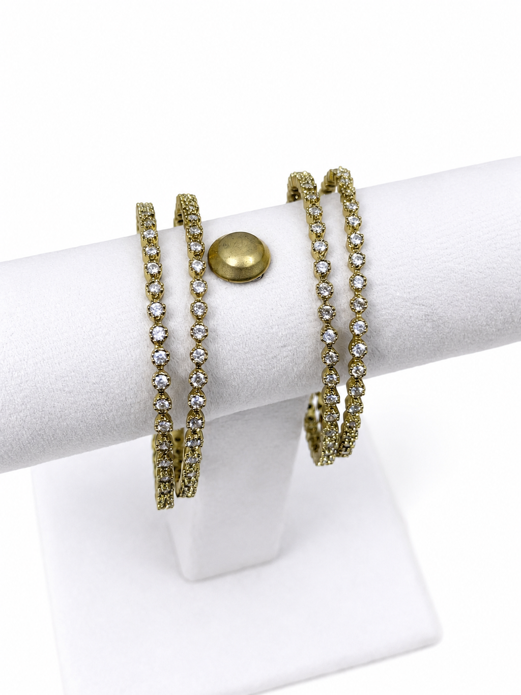 Diamond Look Tennis Bangles for Women – Premium CZ Crystal Bracelet | Gold & Silver