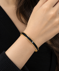 Anti tarnish Gold Tone Black Stone Bangle for Women | Elegant Openable Bracelet – Belforet