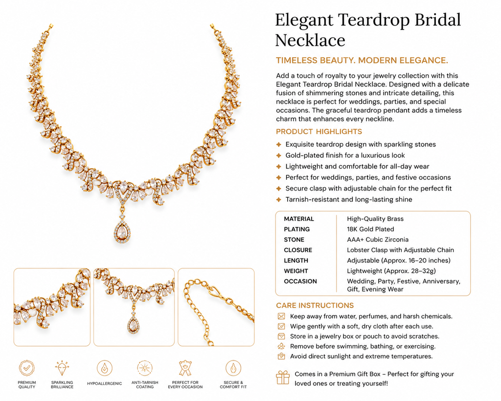 Luxury American Diamond Floral Necklace Set